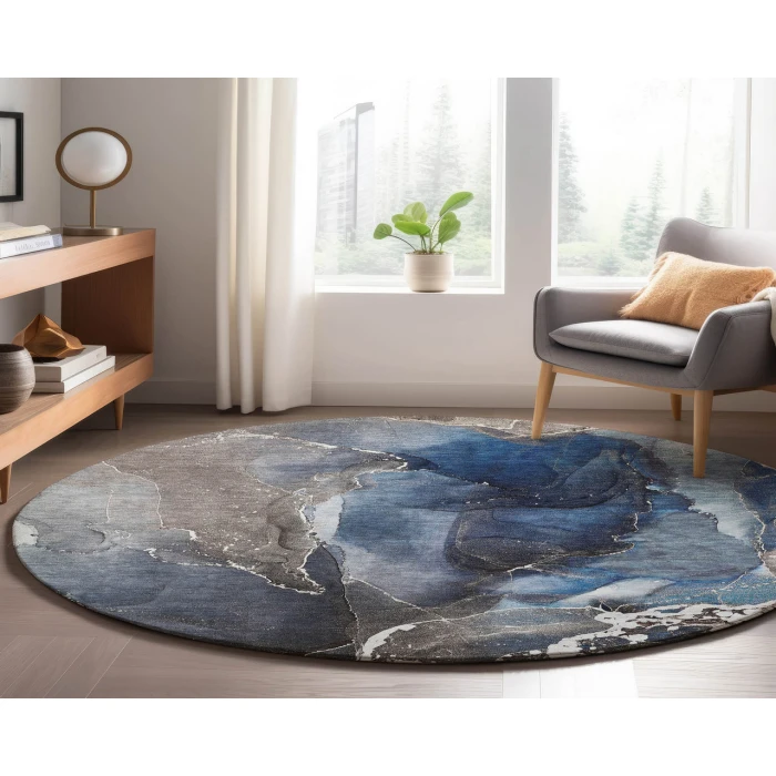 Dalyn Luxury Washable Odyssey OY3 Blue 8' x 8' Round Rug