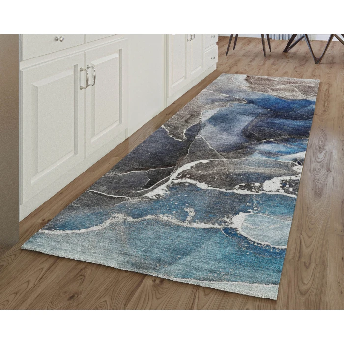 Dalyn Luxury Washable Odyssey OY3 Blue 2'3" x 7'6" Runner Rug