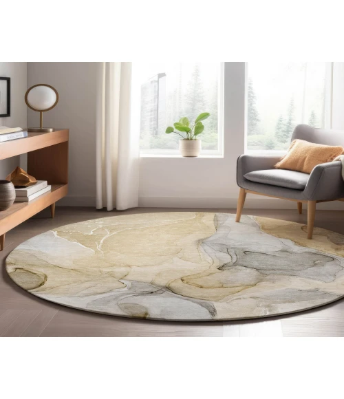 Dalyn Luxury Washable Odyssey OY4 Taupe 8' x 8' Round Rug