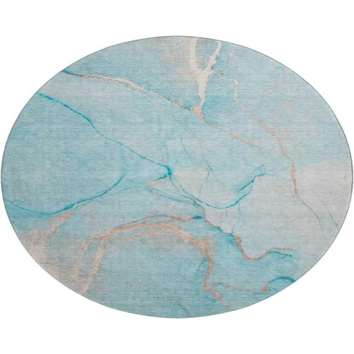 Dalyn Luxury Washable Odyssey OY7 Teal 8' x 8' Round Rug