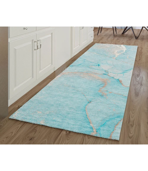 Dalyn Luxury Washable Odyssey OY7 Teal 2'3" x 7'6" Runner Rug
