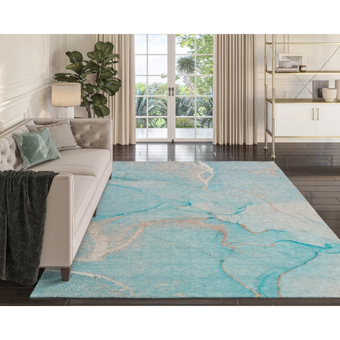 Dalyn Luxury Washable Odyssey OY7 Teal 8' x 10' Rug