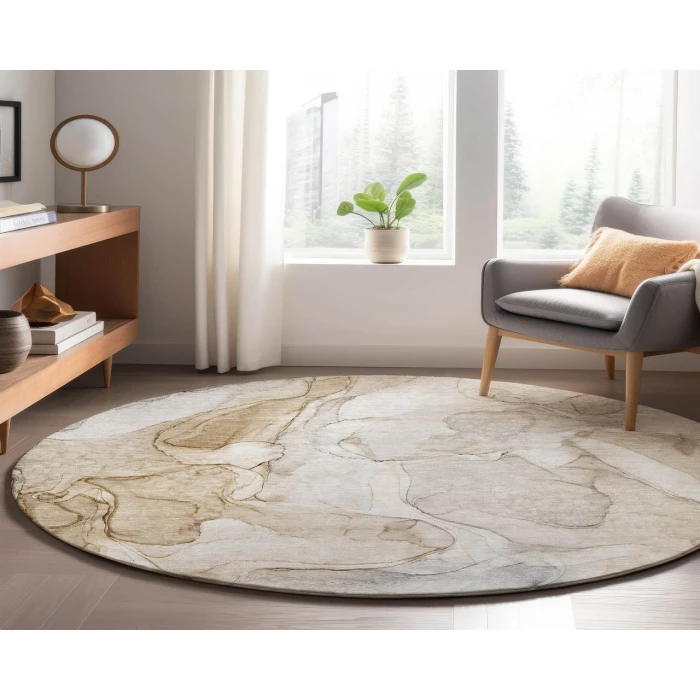 Dalyn Luxury Washable Odyssey OY8 Brown 8' x 8' Round Rug