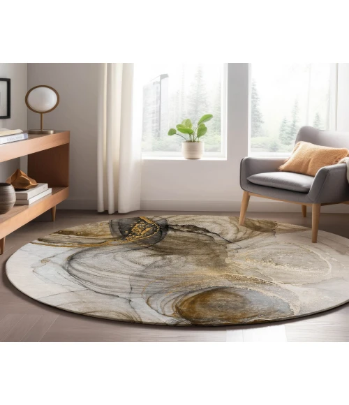 Dalyn Luxury Washable Odyssey OY9 Beige 8' x 8' Round Rug