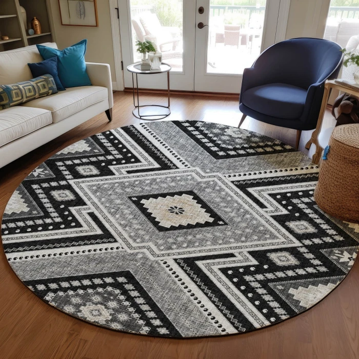 Dalyn Portico Black PO5 8ft. x 8ft. Rug