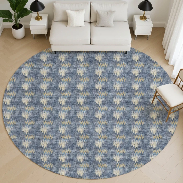Dalyn Soft Essentials Blue SE5 8ft. x 8ft. Round Rug