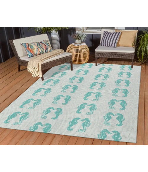 Dalyn Indoor/Outdoor Seabreeze SZ15 Teal Washable 2'6" x 3'10" Rug
