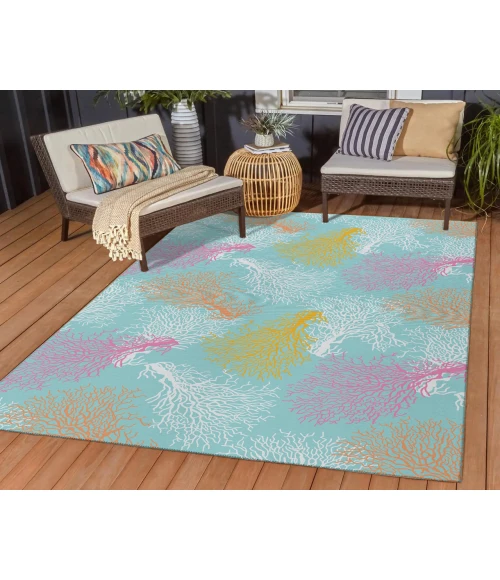 Dalyn Indoor/Outdoor Seabreeze SZ3 Teal Washable 2'6" x 3'10" Rug
