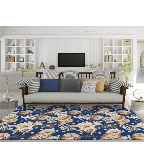 Dalyn Indoor/Outdoor Seabreeze SZ6 Navy Washable 2'6" x 3'10" Rug