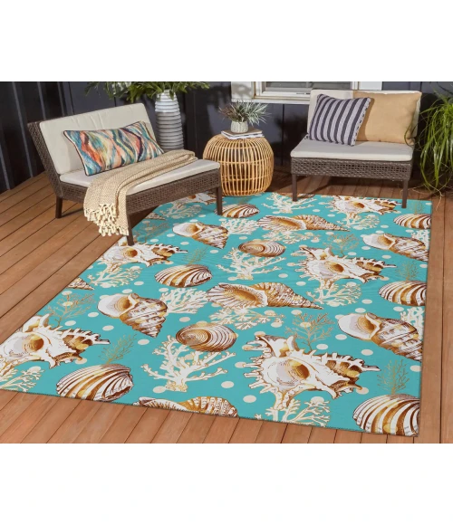 Dalyn Indoor/Outdoor Seabreeze SZ6 Teal Washable 2'6" x 3'10" Rug