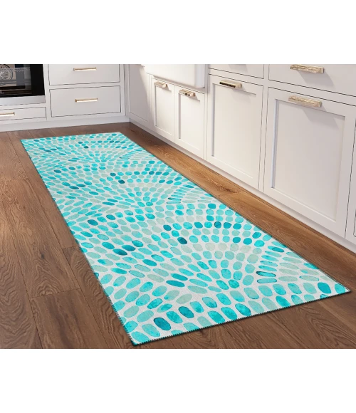 Dalyn Indoor/Outdoor Seabreeze SZ7 Teal Washable 2'3"x7'6" Runner Rug