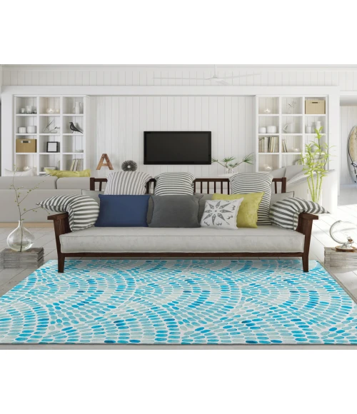Dalyn Indoor/Outdoor Seabreeze SZ7 Teal Washable 2'6" x 3'10" Rug