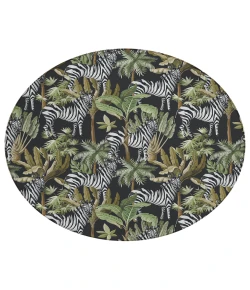 Dalyn Indoor/Outdoor Tropics TC13 Black Washable 8' x 8' Round Rug