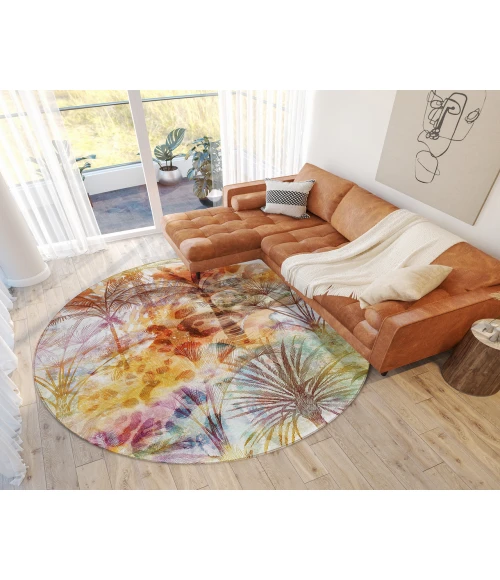 Dalyn Indoor/Outdoor Tropics TC15 Salmon Washable 8' x 8' Round Rug