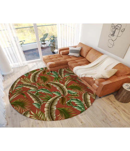 Dalyn Indoor/Outdoor Tropics TC1 Paprika Washable 8' x 8' Round Rug