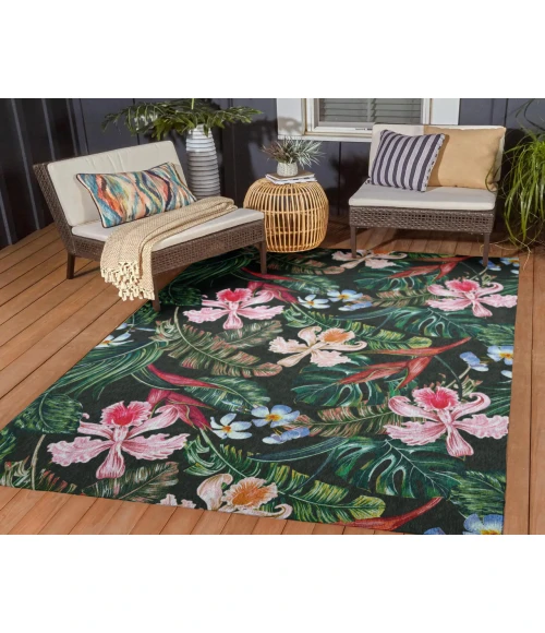 Dalyn Indoor/Outdoor Tropics TC6 Black Washable 9' x 12' Rug