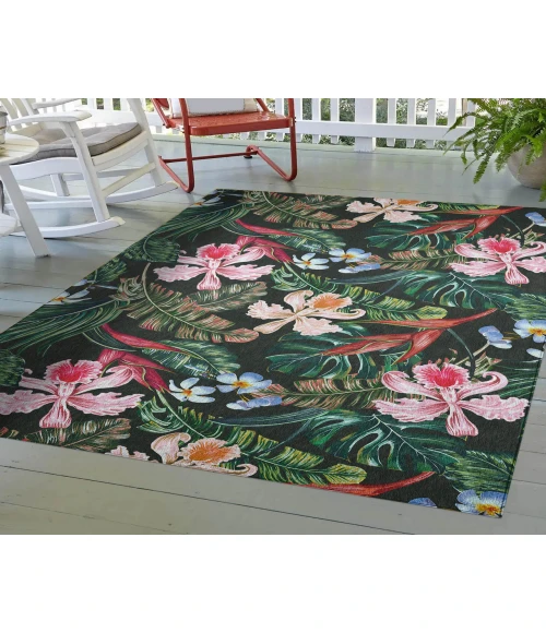 Dalyn Indoor/Outdoor Tropics TC6 Black Washable 9' x 12' Rug
