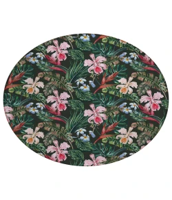 Dalyn Indoor/Outdoor Tropics TC6 Black Washable 8' x 8' Round Rug