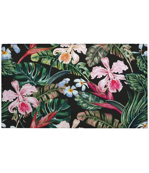 Dalyn Indoor/Outdoor Tropics TC6 Black Washable 1'8" x 2'6" Rug