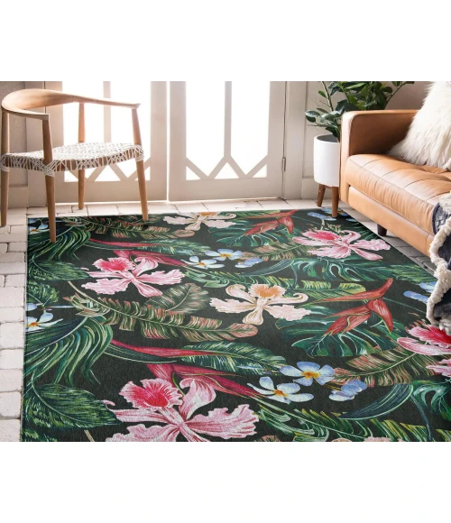 Dalyn Indoor/Outdoor Tropics TC6 Black Washable 9' x 12' Rug
