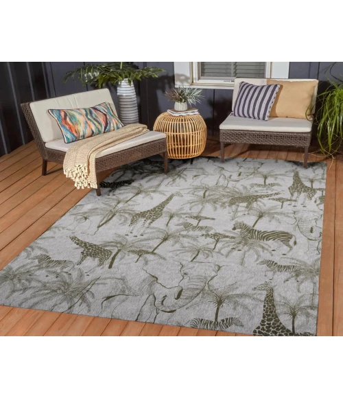 Dalyn Indoor/Outdoor Tropics TC7 Grey Washable 10' x 14' Rug