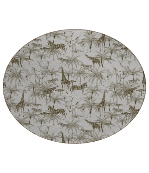 Dalyn Indoor/Outdoor Tropics TC7 Grey Washable 8' x 8' Round Rug