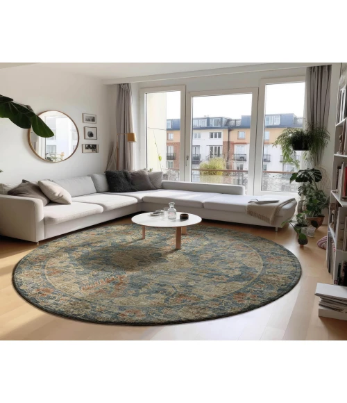Dalyn Tuscany TU13 Teal 4' x 4' Round Rug