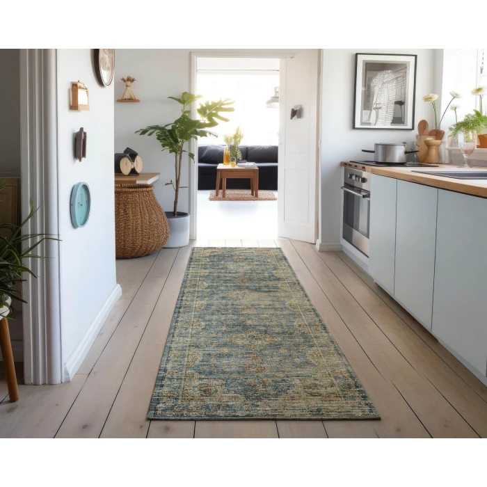 Dalyn Tuscany TU13 Teal 2'6" x 8' Runner Rug