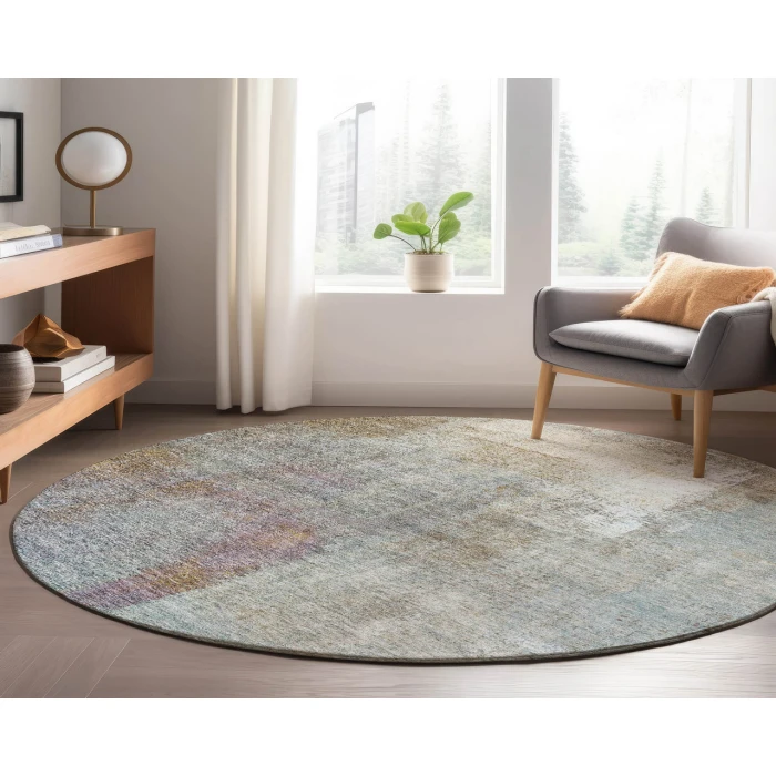 Dalyn Luxury Washable Trevi TV12 Mocha 8' x 8' Round Rug