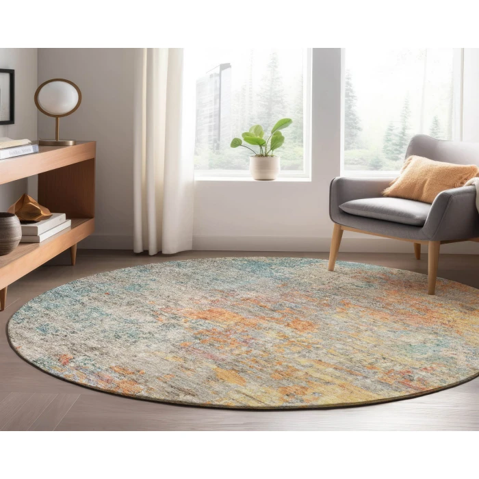 Dalyn Luxury Washable Trevi TV13 Teal 8' x 8' Round Rug