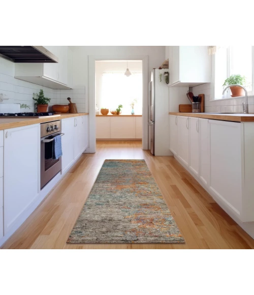 Dalyn Luxury Washable Trevi TV13 Teal 2'3" x 7'6" Runner Rug