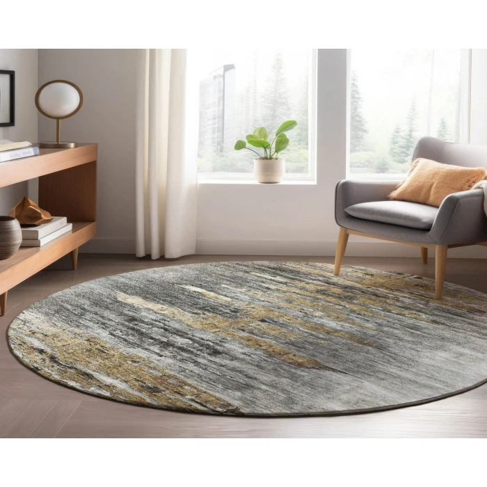 Dalyn Luxury Washable Trevi TV14 Gray 8' x 8' Round Rug
