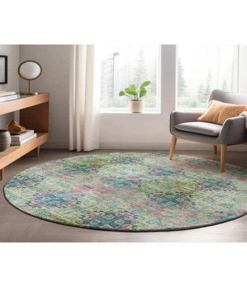 Dalyn Luxury Washable Trevi TV16 Green 8' x 8' Round Rug