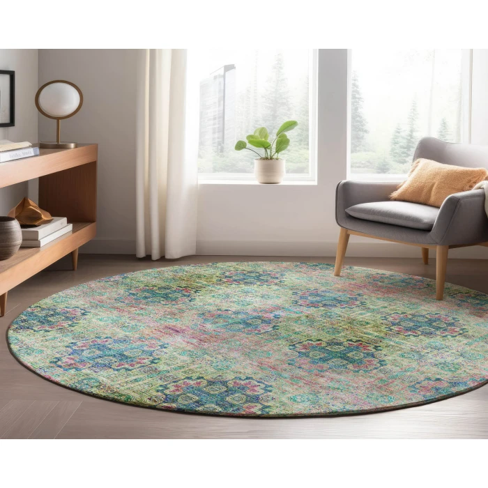 Dalyn Luxury Washable Trevi TV16 Green 8' x 8' Round Rug