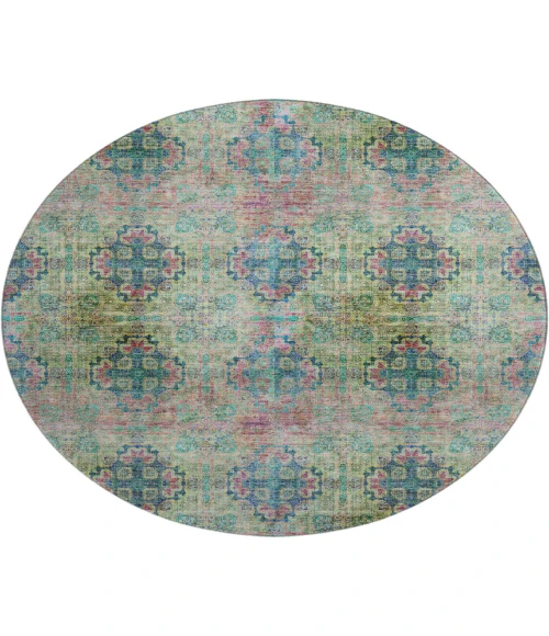 Dalyn Luxury Washable Trevi TV16 Green 8' x 8' Round Rug
