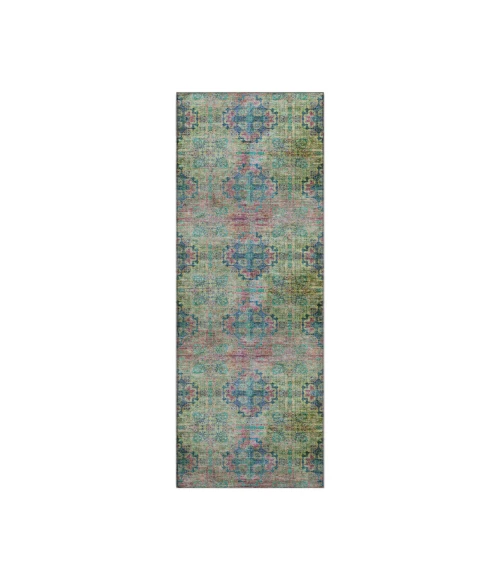 Dalyn Luxury Washable Trevi TV16 Green 2'3" x 7'6" Runner Rug