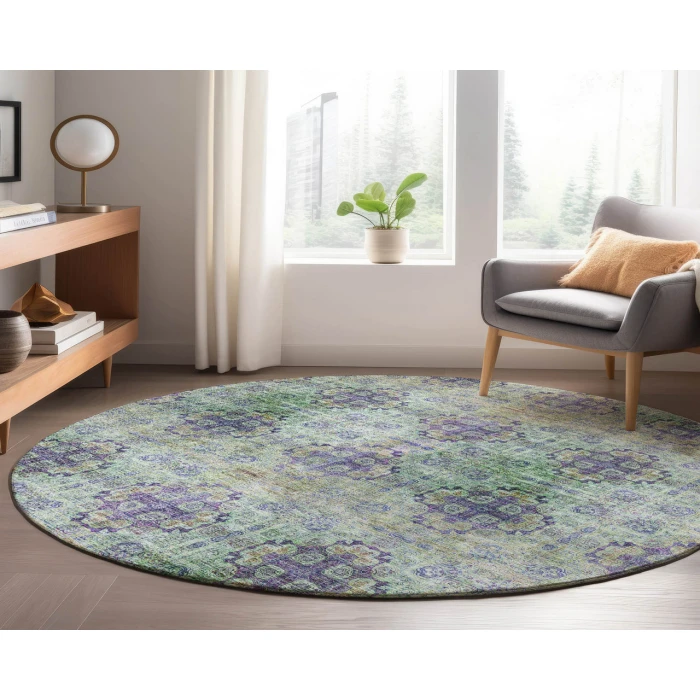 Dalyn Luxury Washable Trevi TV16 Purple 8' x 8' Round Rug