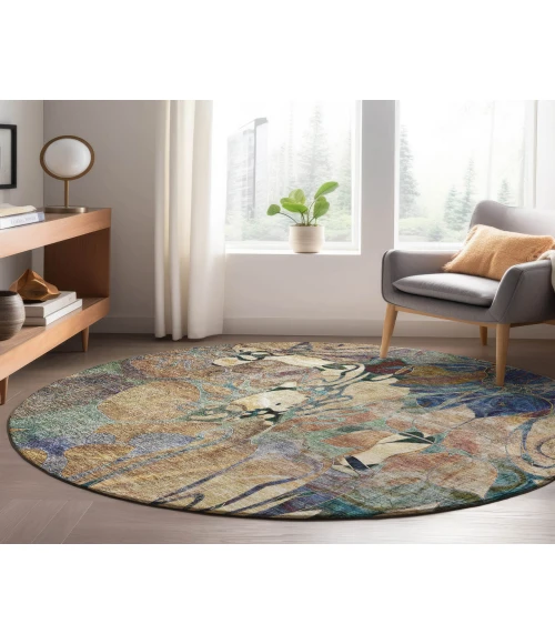 Dalyn Luxury Washable Trevi TV17 Beige 8' x 8' Round Rug