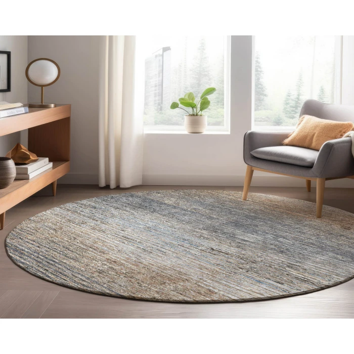 Dalyn Luxury Washable Trevi TV1 Pewter 8' x 8' Round Rug