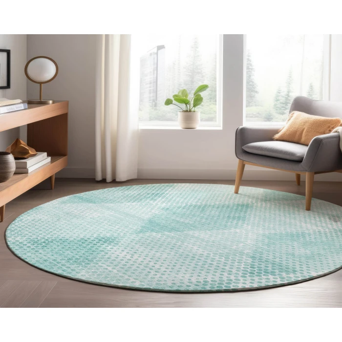 Dalyn Luxury Washable Trevi TV4 Teal 8' x 8' Round Rug