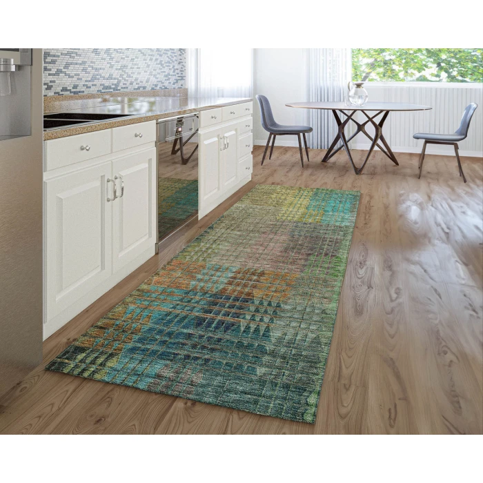 Dalyn Luxury Washable Trevi TV6 Green 2'3" x 7'6" Runner Rug