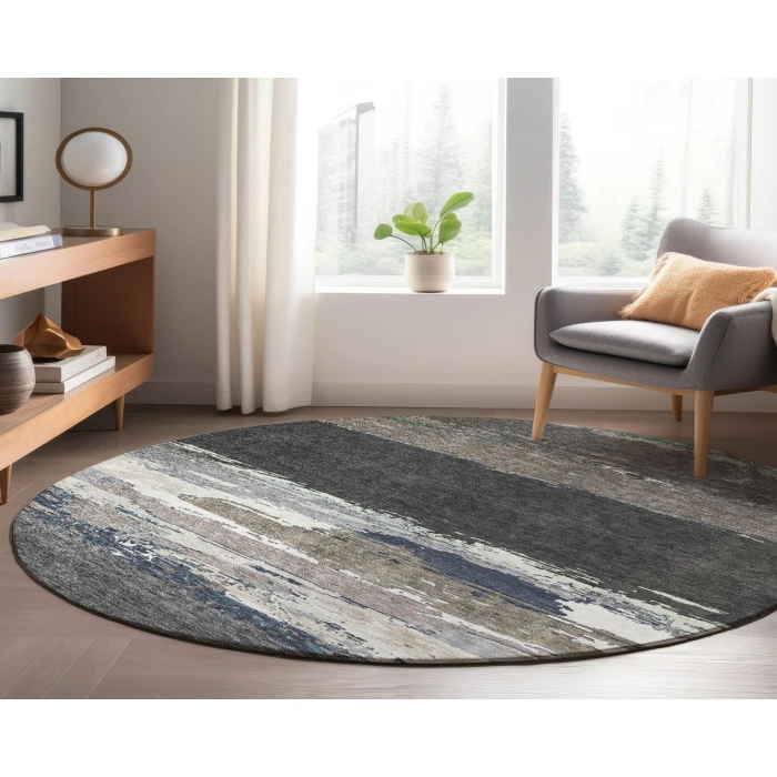 Dalyn Luxury Washable Trevi TV8 Black 8' x 8' Round Rug