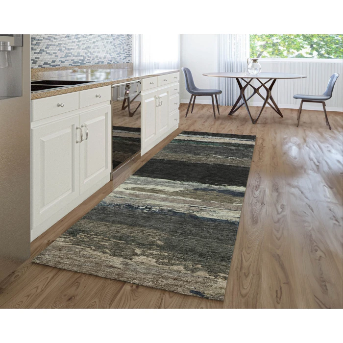 Dalyn Luxury Washable Trevi TV8 Black 2'3" x 7'6" Runner Rug