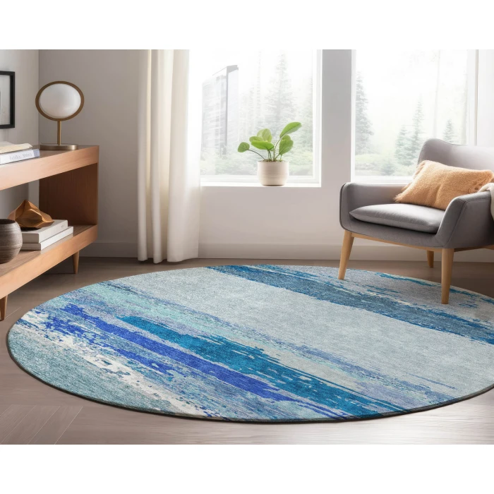 Dalyn Luxury Washable Trevi TV8 Blue 8' x 8' Round Rug
