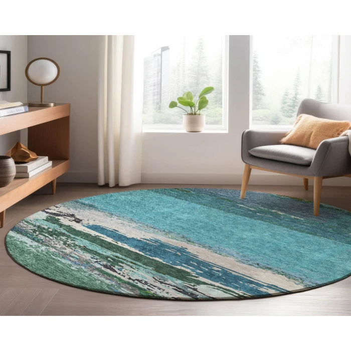 Dalyn Luxury Washable Trevi TV8 Teal 8' x 8' Round Rug