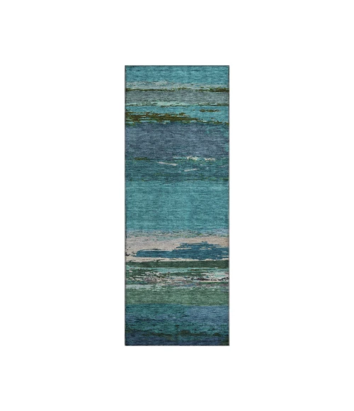 Dalyn Luxury Washable Trevi TV8 Teal 2'3" x 7'6" Runner Rug