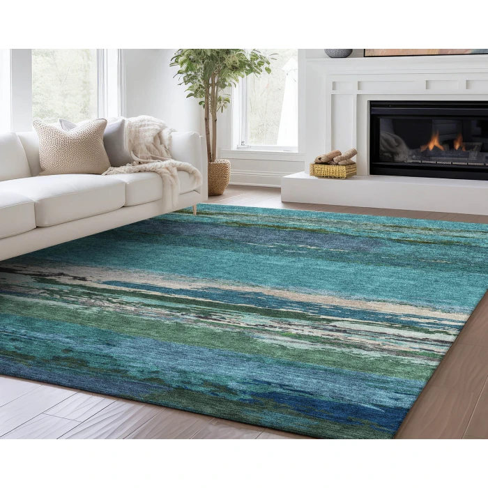 Dalyn Luxury Washable Trevi TV8 Teal 5' x 7'6" Rug