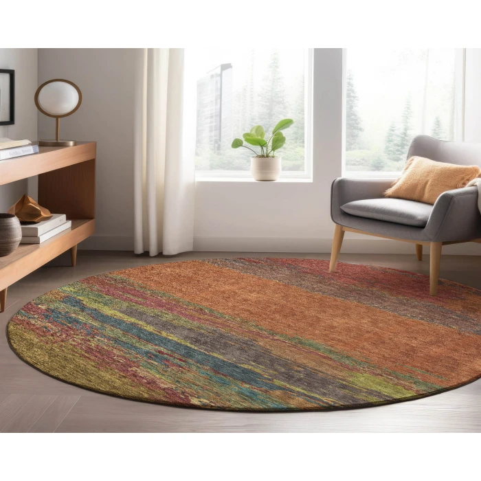 Dalyn Luxury Washable Trevi TV8 Terracotta 8' x 8' Round Rug