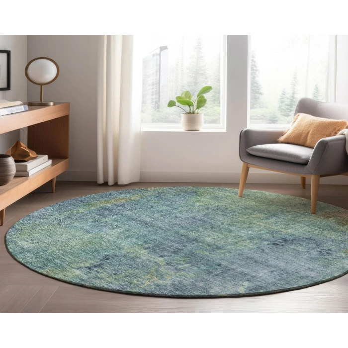 Dalyn Luxury Washable Trevi TV9 Blue 8' x 8' Round Rug