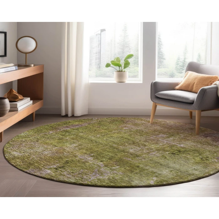 Dalyn Luxury Washable Trevi TV9 Green 8' x 8' Round Rug